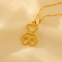 Wholesale Simple Style Shiny Little Bear Copper Plating 18K Gold Plated Pendant Necklace sku image 1