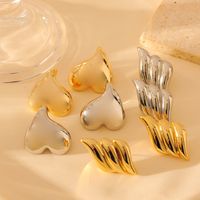 1 Pair Simple Style Classic Style Shiny Solid Color Plating Steel Copper 18K Gold Plated Ear Studs main image 1