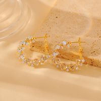 1 Pair Glam Shiny Solid Color Plating Inlay Copper Zircon 18K Gold Plated Ear Studs main image 3