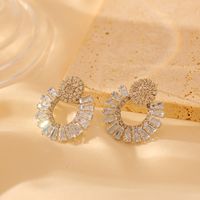 1 Pair Glam Shiny Solid Color Plating Inlay Copper Zircon 18K Gold Plated Ear Studs sku image 2
