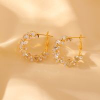 1 Pair Glam Shiny Solid Color Plating Inlay Copper Zircon 18K Gold Plated Ear Studs sku image 3