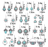 1 Pair Retro Water Droplets Plating Alloy Turquoise Drop Earrings main image 2