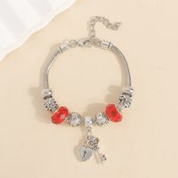 Wholesale Jewelry Elegant Lady Classic Style Heart Shape Crown Key Alloy Beaded Bracelets sku image 4