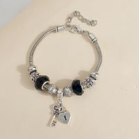 Wholesale Jewelry Elegant Lady Classic Style Heart Shape Crown Key Alloy Beaded Bracelets sku image 1