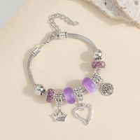 Wholesale Jewelry Elegant Lady Classic Style Heart Shape Crown Key Alloy Beaded Bracelets sku image 9