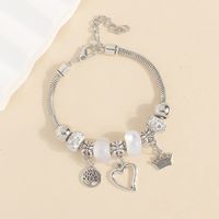 Wholesale Jewelry Elegant Lady Classic Style Heart Shape Crown Key Alloy Beaded Bracelets sku image 12