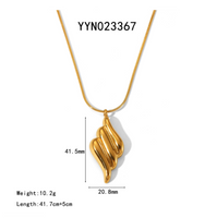 304 Stainless Steel 18K Gold Plated Pastoral Simple Style Classic Style Plating Letter Water Ripples Vegetable Pendant Necklace main image 2