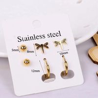 1 Set Simple Style Cross Star Heart Shape Plating 316 Stainless Steel  Ear Studs main image 5