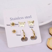 1 Set Simple Style Cross Star Heart Shape Plating 316 Stainless Steel  Ear Studs sku image 5
