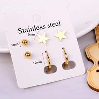 1 Set Simple Style Cross Star Heart Shape Plating 316 Stainless Steel  Ear Studs main image 3