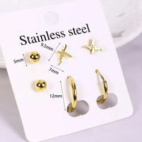 1 Set Simple Style Cross Star Heart Shape Plating 316 Stainless Steel  Ear Studs sku image 3