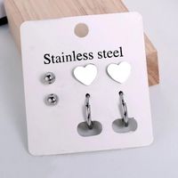 1 Set Simple Style Cross Star Heart Shape Plating 316 Stainless Steel  Ear Studs sku image 1