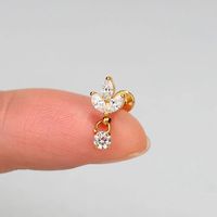 1 Piece Simple Style Petal Inlay 316 Stainless Steel  Zircon Cartilage Earrings main image 7