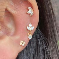 1 Piece Simple Style Petal Inlay 316 Stainless Steel  Zircon Cartilage Earrings main image 1