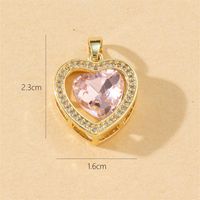 1 Piece Copper Zircon Heart Shape Pendant sku image 6