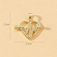 1 Piece Copper Zircon Heart Shape Pendant sku image 1