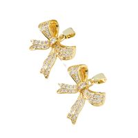1 Piece Copper Zircon Gold Plated Bow Knot Pendant main image 5