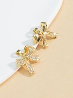 1 Piece Copper Zircon Gold Plated Bow Knot Pendant main image 4