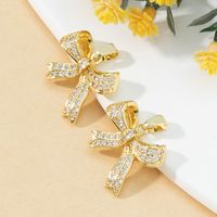 1 Piece Copper Zircon Gold Plated Bow Knot Pendant sku image 1