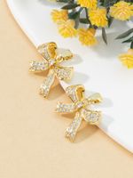 1 Piece Copper Zircon Gold Plated Bow Knot Pendant main image 3