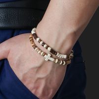 Casual Retro Cross Wooden Beads Turquoise Unisex Bracelets main image 3