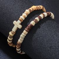 Casual Retro Cross Wooden Beads Turquoise Unisex Bracelets main image 5