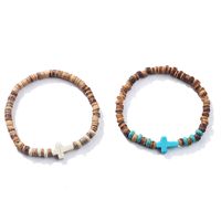 Casual Retro Cross Wooden Beads Turquoise Unisex Bracelets sku image 3