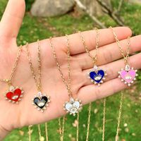 Wholesale Simple Style Classic Style Heart Shape Copper Inlay Rhinestones Pendant Necklace main image 5