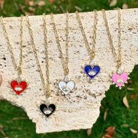 Wholesale Simple Style Classic Style Heart Shape Copper Inlay Rhinestones Pendant Necklace main image 1