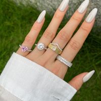 Sterling Silver Simple Style Classic Style Inlay Round Zircon Rings main image 1