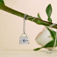 Sterling Silver Simple Style Classic Style Inlay Solid Color Zircon Pendant Necklace main image 6