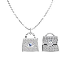 Sterling Silver Simple Style Classic Style Inlay Solid Color Zircon Pendant Necklace sku image 1