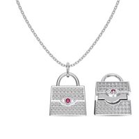 Sterling Silver Simple Style Classic Style Inlay Solid Color Zircon Pendant Necklace sku image 3