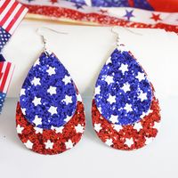 1 Pair Simple Style Classic Style Letter Water Droplets Printing Leather Drop Earrings main image 4