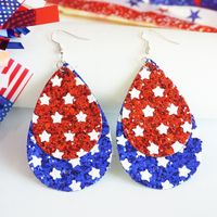 1 Pair Simple Style Classic Style Letter Water Droplets Printing Leather Drop Earrings main image 3