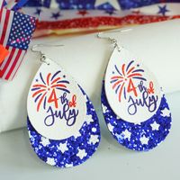 1 Pair Simple Style Classic Style Letter Water Droplets Printing Leather Drop Earrings sku image 2