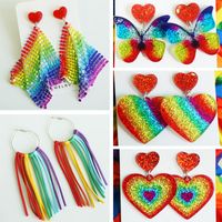1 Pair Simple Style Classic Style Color Block Heart Shape Printing Arylic Pu Leather Drop Earrings main image 1