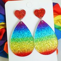 1 Pair Simple Style Classic Style Color Block Heart Shape Printing Arylic Pu Leather Drop Earrings main image 5