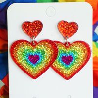 1 Pair Simple Style Classic Style Color Block Heart Shape Printing Arylic Pu Leather Drop Earrings main image 3