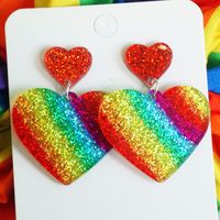 1 Pair Simple Style Classic Style Color Block Heart Shape Printing Arylic Pu Leather Drop Earrings sku image 4