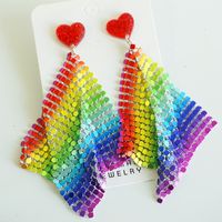 1 Pair Simple Style Classic Style Color Block Heart Shape Printing Arylic Pu Leather Drop Earrings sku image 8