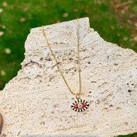 Wholesale Simple Style Classic Style Color Block Copper Inlay Rhinestones Pendant Necklace sku image 3
