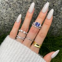 Sterling Silver Simple Style Classic Style Inlay Solid Color Zircon Rings main image 4