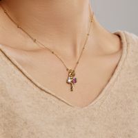 Sterling Silver Simple Style Classic Style Inlay Letter Rhinestones Pendant Necklace main image 1
