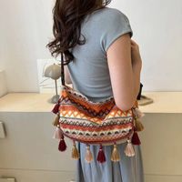 Women's Medium Special Material Geometric Ethnic Style Streetwear Tassel Dumpling Shape Zipper Tote Bag main image 6