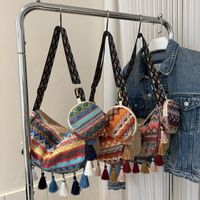 Women's Medium Special Material Geometric Ethnic Style Streetwear Tassel Dumpling Shape Zipper Tote Bag main image 1