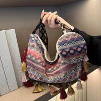 Women's Medium Special Material Geometric Ethnic Style Streetwear Tassel Dumpling Shape Zipper Tote Bag main image 8