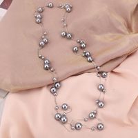 Casual Simple Style Round Imitation Pearl Alloy Beaded 14K Gold Plated Women's Long Necklace sku image 2