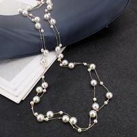 Casual Simple Style Round Imitation Pearl Alloy Beaded 14K Gold Plated Women's Long Necklace sku image 4