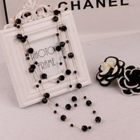 Simple Style Round Artificial Crystal Alloy Beaded Women's Sweater Chain Long Necklace main image 3